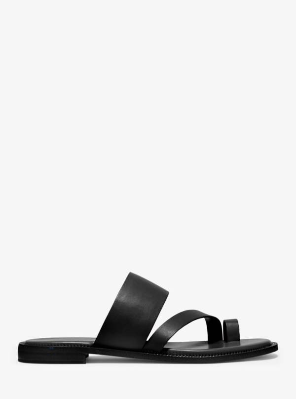 Damske Slapky Michael Kors Pratt Leather Sandal Čierne - Topanky Michael Kors Obchod | MRJGF-5792